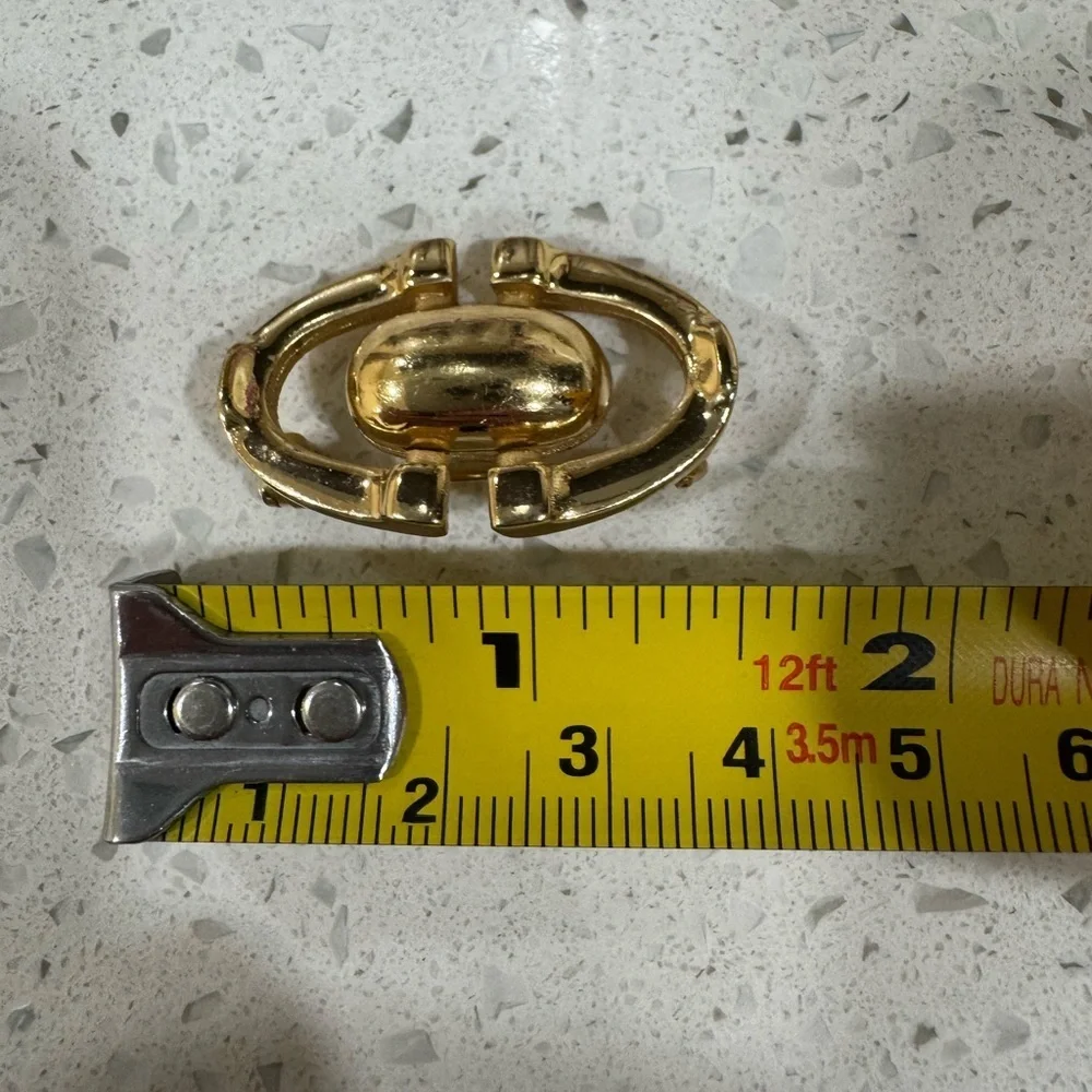 Authentic Christian Dior Vintage CD Logo Brooch 1970s Gold Tone Signed